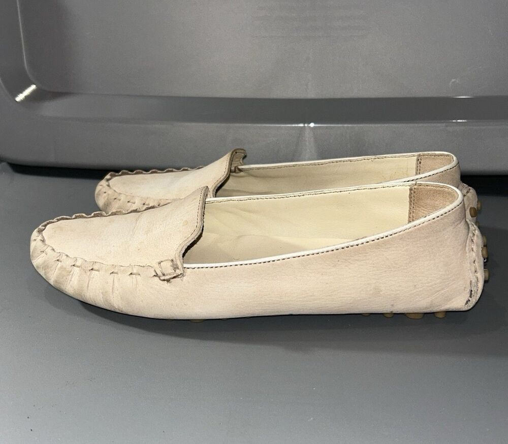Cole Haan Shoes Women's 7 Beige Leather Driver Moccasin Loafer Flats Slip On
